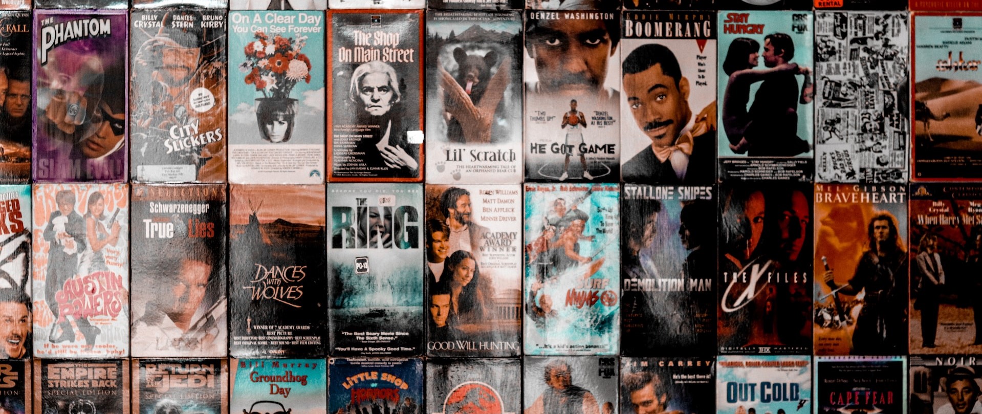 Film posters on display at a cinema event